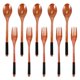 thumbnail image 1 of Juego de cucharas y tenedores de madera de estilo japonés, cubiertos reutilizables (cordones negros, 10 piezas), 1 of 5