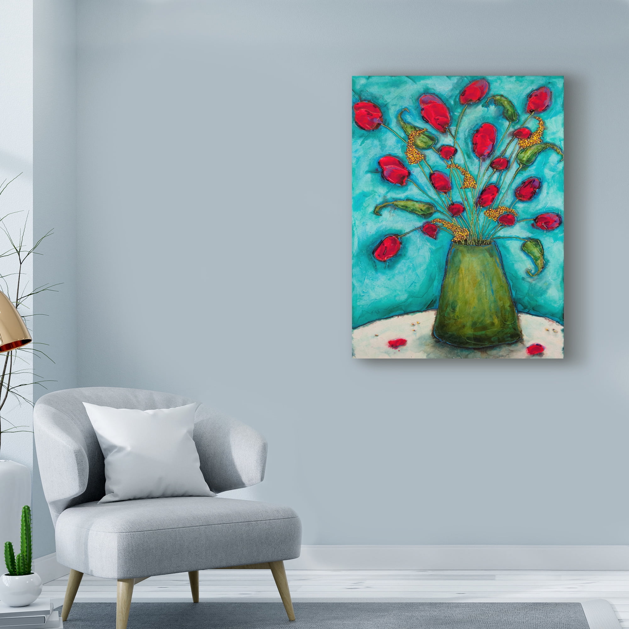 Trademark Fine Art 'Flowers in Green Vase' Canvas Art by Marabeth Quin