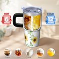thumbnail image 6 of Sunflower 20oz Stainless Steel Tumbler with Handle and Straw – Insulated Travel Cup with Sliding Lid, 360° Full Wrap Printed Mug for Home, Outdoor & Sports Use, Foral, 6 of 6