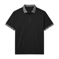 thumbnail image 6 of Rrxhxhs Golf Shirts for Men Geometric Trim Collared Quarter Zip Short Sleeve Breathable Casual Tops,L, 6 of 6