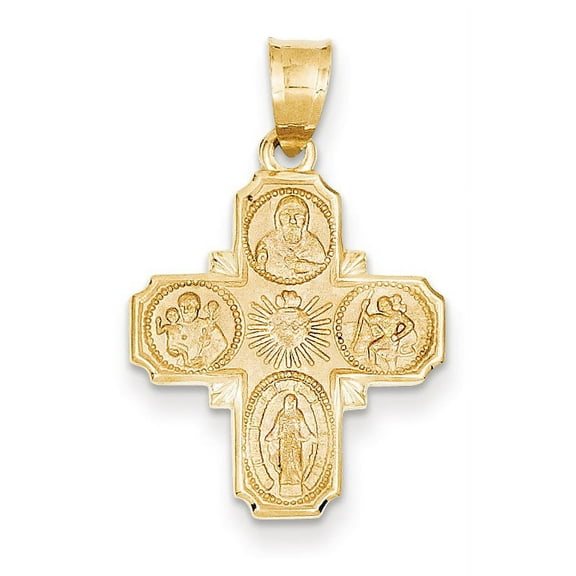 14K Yellow Gold 4-Way Medal Pendant (28 X 17.75) Made In Peru m1456