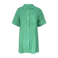 thumbnail image 3 of Hvot&aat Women's Solid Color Shirt Dress Pleated Lightweight Short Sleeve Dresses Casual Button Down Dress With Pocket, 3 of 4