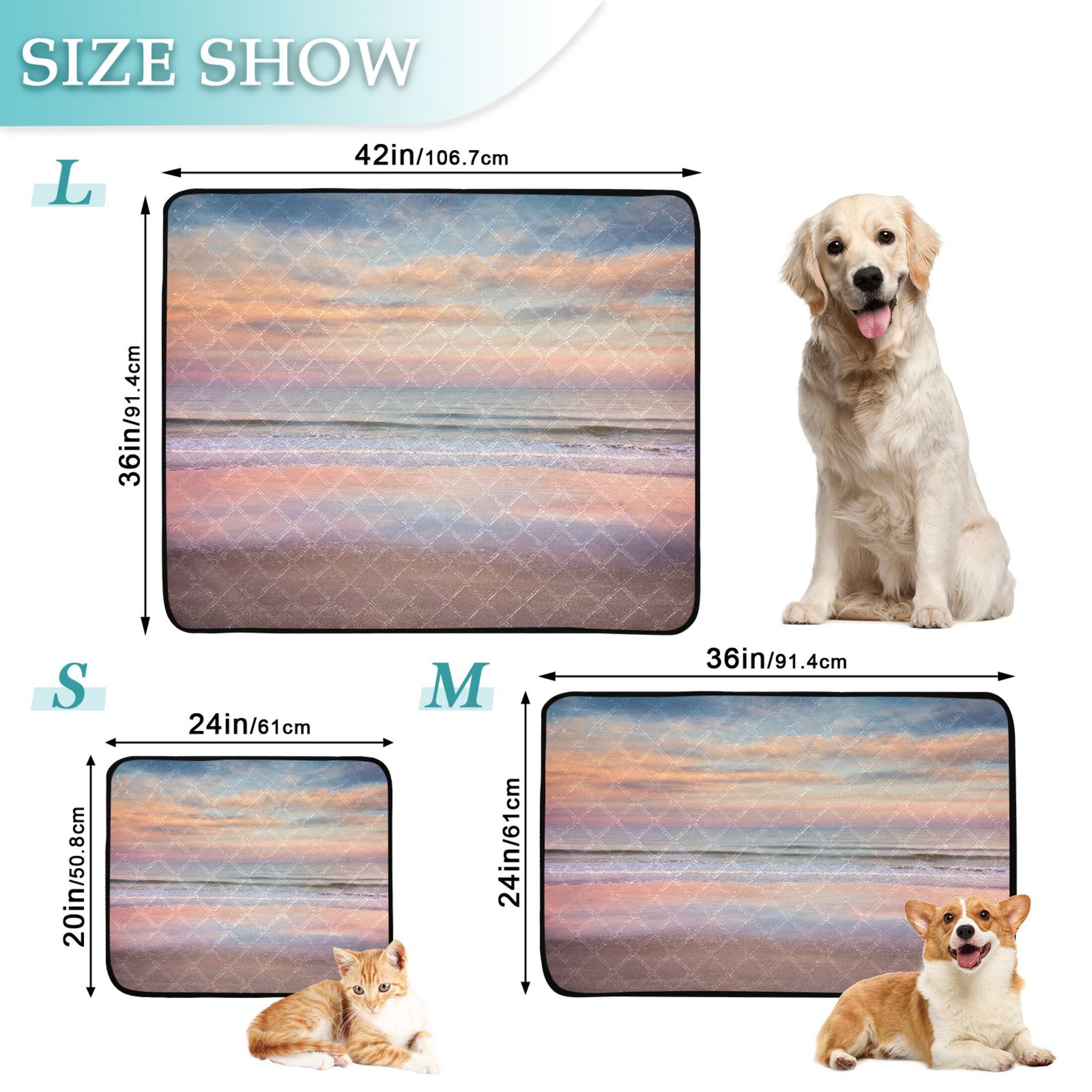 IAUYY Washable Pee Pads for Dogs Medium+Large Absorbent and Leak-Proof Non-Slip Reusable Puppy Pee Pads for Dogs Applicable to Playpen Potty Crate at Sunset