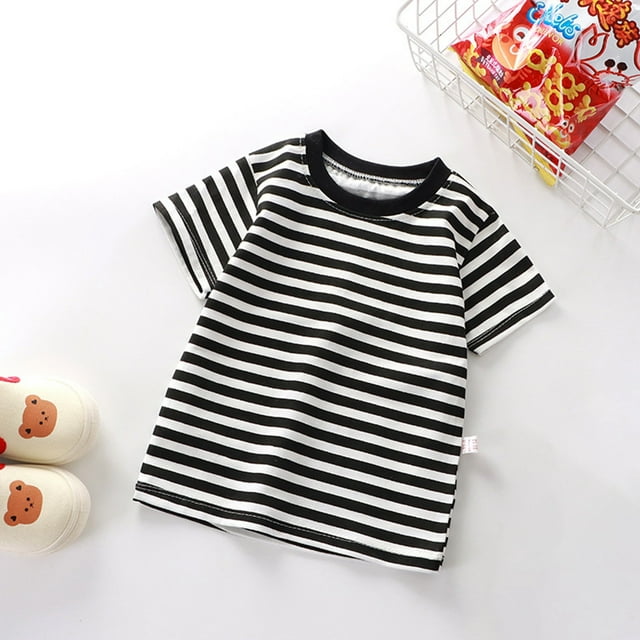 Stylish Striped Short Sleeve Tee for Girls Comfortable Casual Kids Top