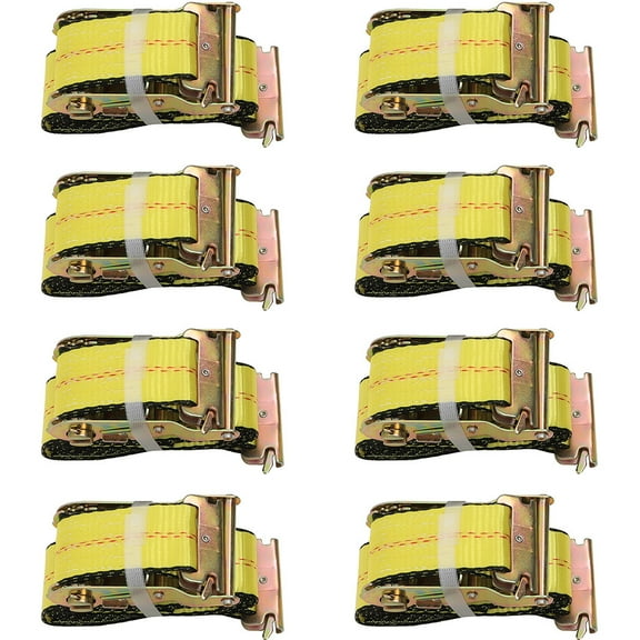 CCIYU Durable (8) 12' E Track Ratchet Tie Down Straps Truck Trailer Cargo Van Strap Hauling