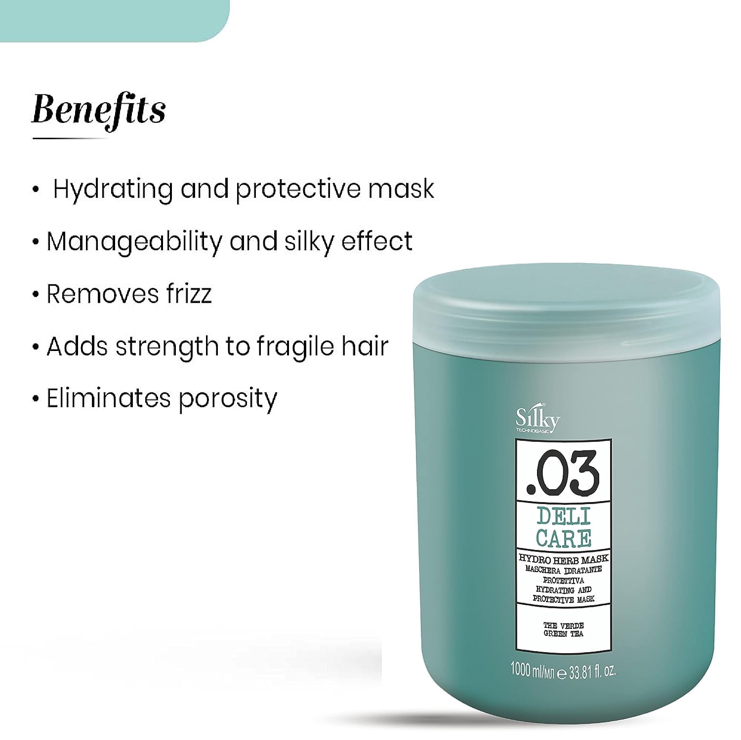 SILKY .03 DELI CARE HYDRO HERB MASK | Hydrating and Protective for Hair Strength and Protection 1000ml/33.8oz