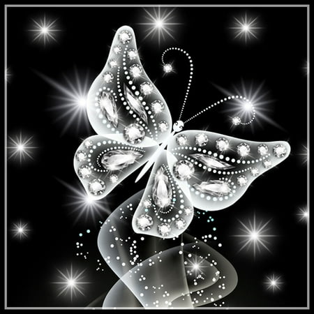 Butterfly Stitch - Black White Butterfly Rhinestone Painting Diamond Cross-stitch Needlework 5D Embroidery Picture Drawing Needlework Stitchwork