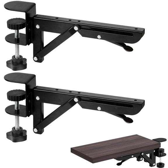 VIVIHEYDAY 2pcs Adjustable Clamp Desk Extender Bracket, Foldable Desktop Extension Clamp, Ergonomic Keyboard Stand No Drilling Needed