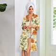 thumbnail image 5 of Lightweight Robes for Women Zipper 3/4 Sleeve Summer Housecoats for Women Zipper Front Knee Length Vintage Floral Print Plus Size Pajama Sleepwear with Pockets Yellow L, 5 of 7