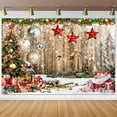 thumbnail image 3 of Winter Christmas Backdrop, Rustic Brown Wood Xmas Tree Snow Photography Background, New Year Family Party Holiday Photo Background Props,5X3ft, 3 of 5