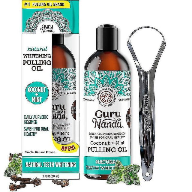 Advanced Oil Pulling with Tongue Scraper, Natural Alcohol Free Mouthwash with Coconut Oil