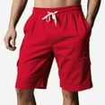 thumbnail image 2 of Men's Breathable Mesh Lined Shorts, Summer Running Shorts with Quick-Dry Tech & Multi-Pocket Design ,Red L, 2 of 4