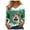Green, variant on Women's Autumn Winter Casual Fashion V Neck Collar Christmas Print Long Sleeve T Shirt Tops Casual Shirts