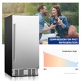 Simzlife Beverage Refrigerator Cooler 15 Inch, Under Counter 127 Can Beverage Fridge with Stainless Steel Door, Beverage Cooler Built-in and Undercounter Beer Fridge