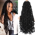 thumbnail image 1 of Extensiones de pelo de ganchillo de 18.0 in con bucles de mariposa, trenzas envejecidas, suaves y desordenadas, extensiones de pelo de ganchillo, 6 paquetes (18.0 in (paquete de 6) 1B), 1 of 5