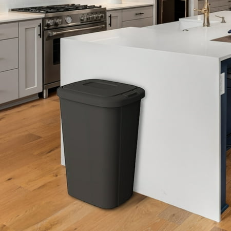Hefty Kitchen Trash Can, 13.3 Gallon Plastic Touch Top Garbage Bin with Push Button Lid, Black