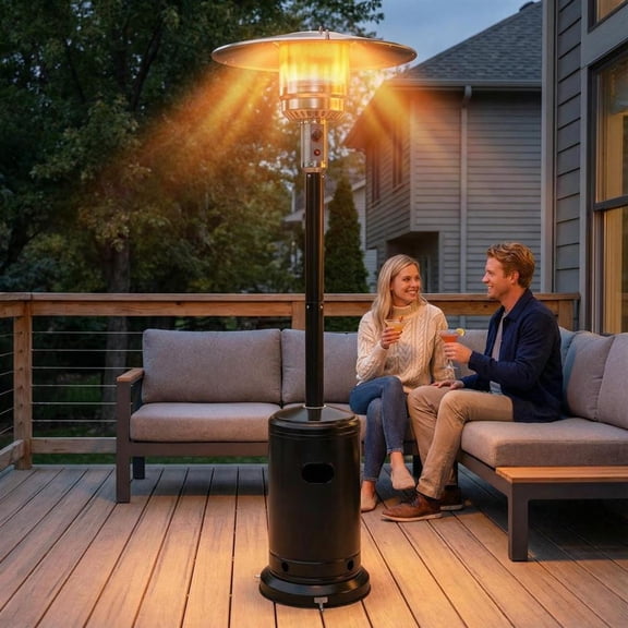 Topcobe 50000 BTU Stainless Steel Propane Patio Heater with Trip over Protection, Outdoor Heaters for Patio, Heat Lamps, Black