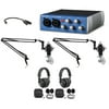 2-Person Podcast Podcasting Kit w/ AUDIOBOX USB 96+Headphones+Mics+Boom Arms