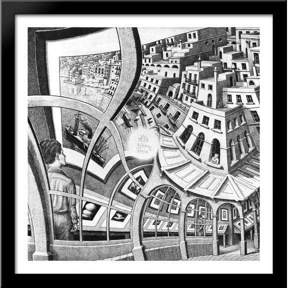 Print Gallery 28x28 Large Black Wood Framed Print Art by M.C. Escher