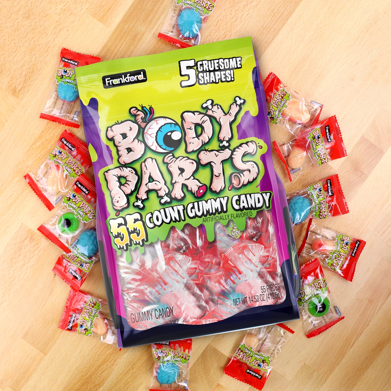 Frankford Gomitas de Partes del Cuerpo para Halloween, Bolsa de 55 3