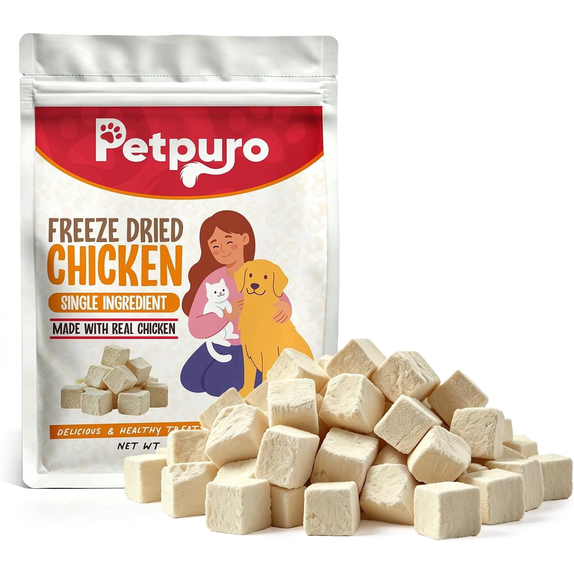 PETPURO Freeze-Dried Chicken Cat & Dog Treats, Single Ingredient, 7.1 oz