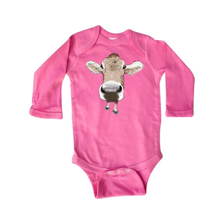 

Inktastic Funny Cow Close Up Gift Baby Boy or Baby Girl Long Sleeve Bodysuit