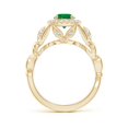 thumbnail image 2 of ANGARA Natural Nature Inspired Emerald Halo Ring with Leaf Motifs in 14K Yellow Gold for Women (Size-6mm) | May Birthstone, Birthday, Anniversary, Jewelry Gift for Women | Natural Emerald Ring, 2 of 10