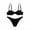 黑色, variant on Women's High Cut Twist Front Two Piece Bikini Set, Solid Stretch Swimwear for Beach Vacation