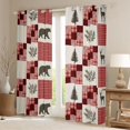 thumbnail image 2 of jejeloiu Wildlife Bear Black Out Curtains,Beige Red Plaid Curtains Pack of 2 (42x63 Each) For Girls Kids, 2 of 6