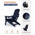 thumbnail image 4 of WINSOON All-Weather HDPE Adirondack Chair, Folding Design, Wide Seat with Cup Holder for Garden, Yard & Patio,Navy, 4 of 7