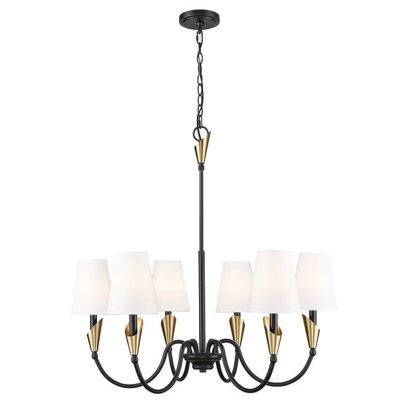 Z-Lite Claudelle 6 Light Chandelier in Matte Black   Modern Gold color, Steel frame