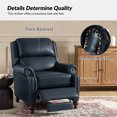 thumbnail image 3 of Mid-century Genuine Leather Pushback Recliner Chair with Nailhead Trim Navy, 3 of 8