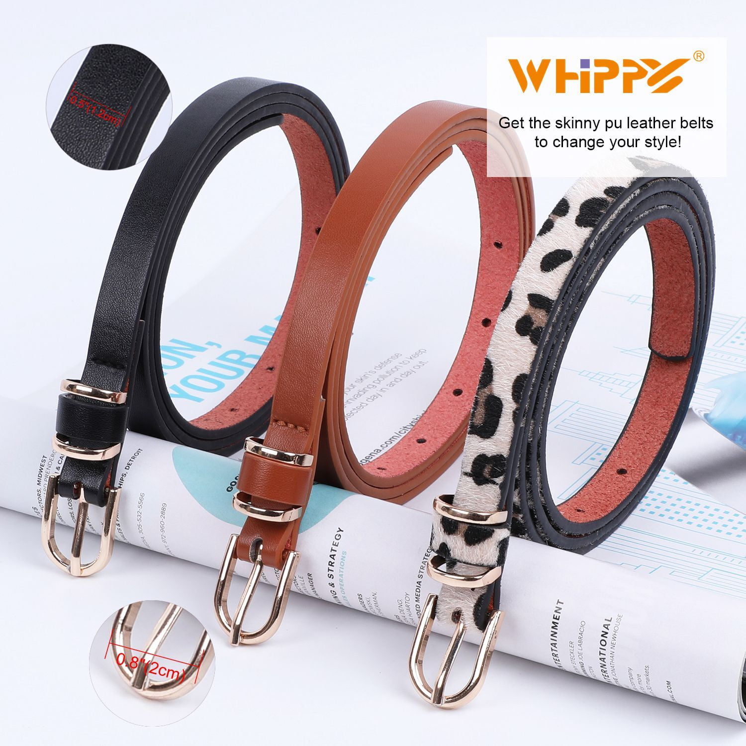 WHIPPY Set of 4 Women Skinny Belts Thin Leather Waist Belt with Square  Buckle for Pants Jeans Dresses, Black/Brown/Coffee/White, 0.51 W XS at   Women's Clothing store