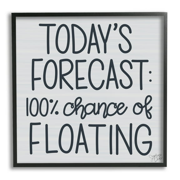 Stupell Today's Forecast Floating Grey Phrase Landscape Painting Black Framed Art Print Wall Art