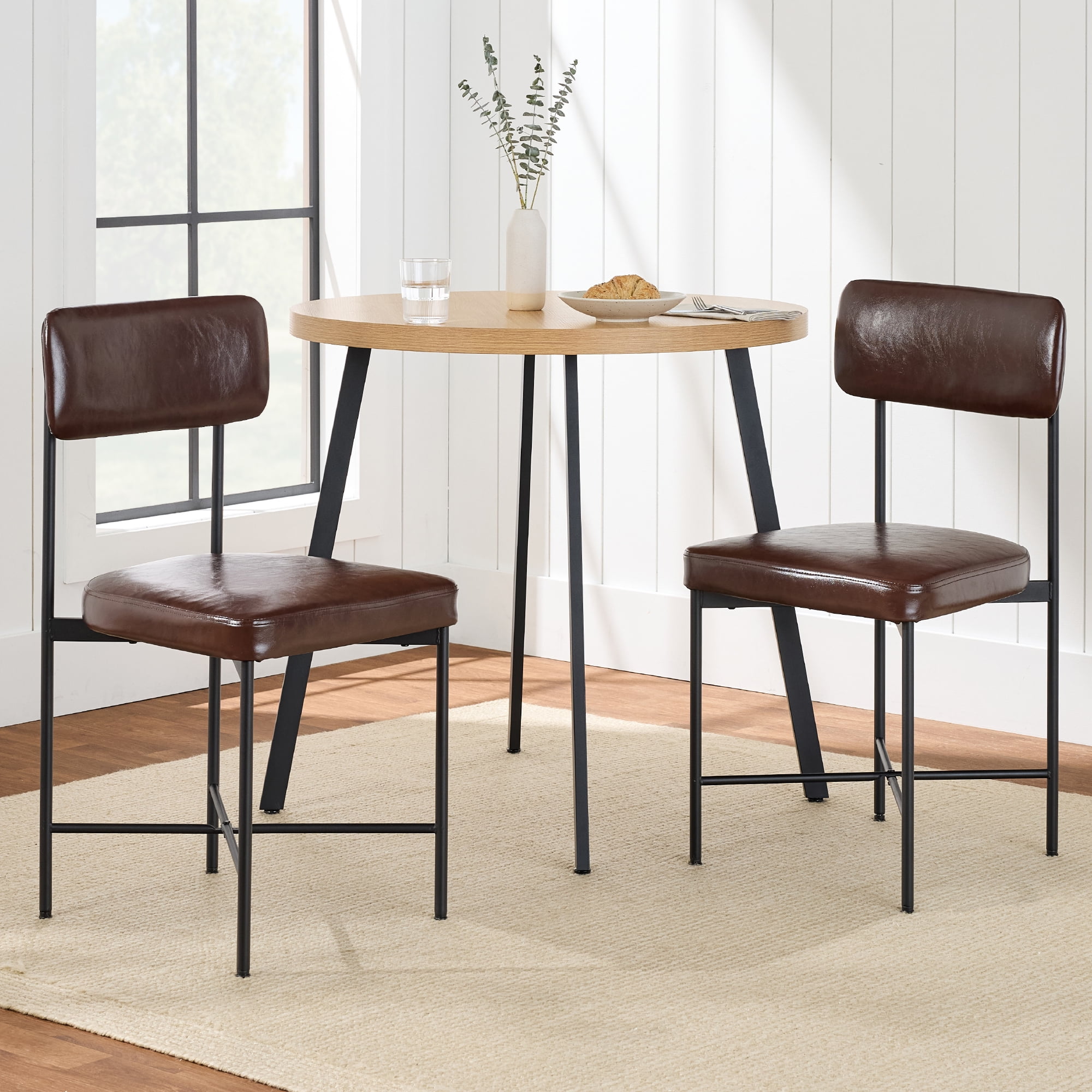 Best Choice Products Faux Leather Dining Chair Set of 2, Standard Height w/ Metal Frame - Mocha Brown