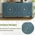 thumbnail image 6 of Side Board, Sideboard with Circular Groove Design, Sideboard Buffet Cabinet, Retro Storage Cabinet with Round Metal Door Handle for Entrance, Dinning Room, Living Room, Antique Blue, 6 of 9