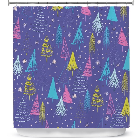 Shower Curtains 70" x 73" from DiaNoche Designs by Metka Hiti - Christmas Town Trees