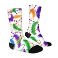 thumbnail image 4 of Women‘s Carnival Print Socks, Breathable Crew Socks with Colorful Festival Patterns, for Mardi Gras, Parties, Cosplay & Fun Outfits B 1pcs, 4 of 6