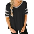 thumbnail image 1 of Women Stripe Colorblock V Neck Top, 1 of 4