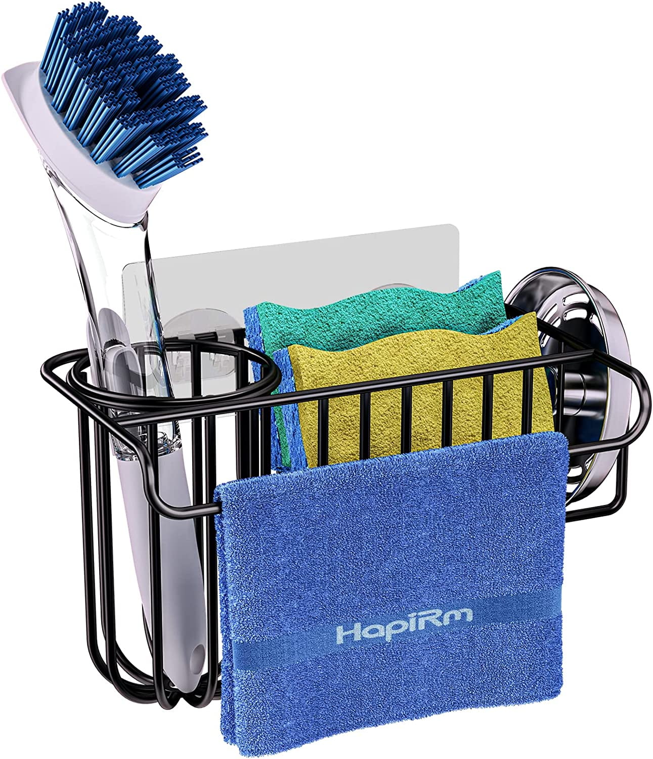 HapiRm Sponge Holder + Brush Holder + Dish Cloth Hanger + Sink Stopper