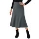 thumbnail image 4 of Falda midi de punto acampanada de mujer INSPIRE CHIC, con cintura alta elástica y tejido elástico, color gris oscuro, talla M, 4 of 6
