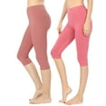thumbnail image 1 of Women & Plus (S-3X) Essential Basic Cotton Spandex Stretch Below Knee Length Capri Leggings (Single & Multi Packs Available), 1 of 4