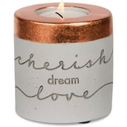 Pavilion Gift-  "Cherish, Dream, Love" Cement Copper Candle Holder Home Decor 3"