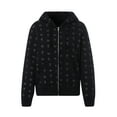 thumbnail image 2 of Qiylii Women Hooded Sweatshirt, Skull and Heart Pattern Long Sleeve Zipper Tops, 2 of 9