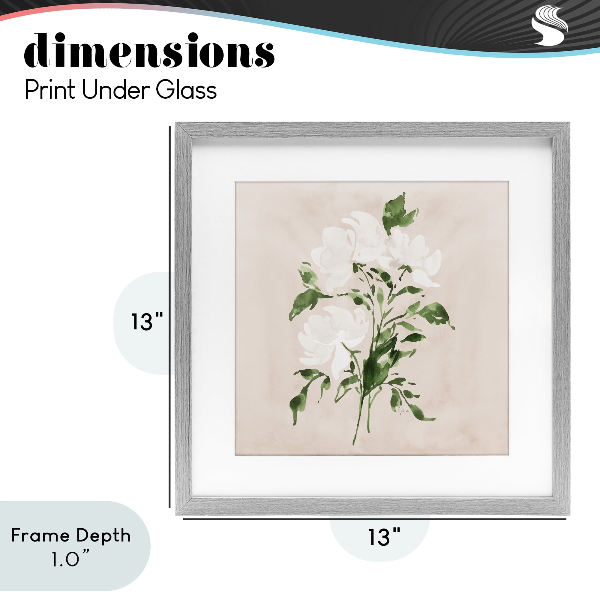 Stupell Industries White On Tan Blossom Gray Framed Print Under Glass, design by Lucille Price