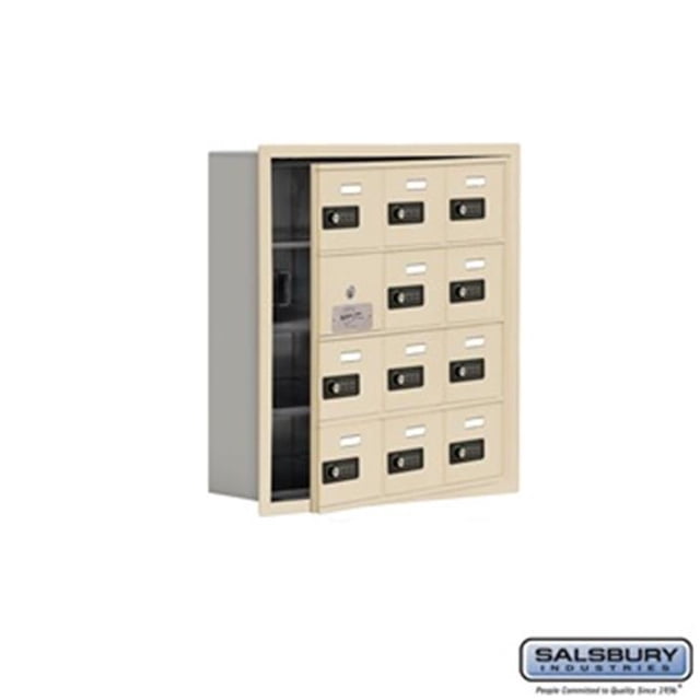 SalsburyIndustries 19145-12SRC Cell Phone Storage Locker With Front Access Panel - 4 Door High Unit, Sandstone