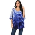 thumbnail image 5 of Sakkas Lepha Long Wide Multi Colored Tie Dye Sequin Embroidered Poncho Top Blouse - Blue - OS, 5 of 5