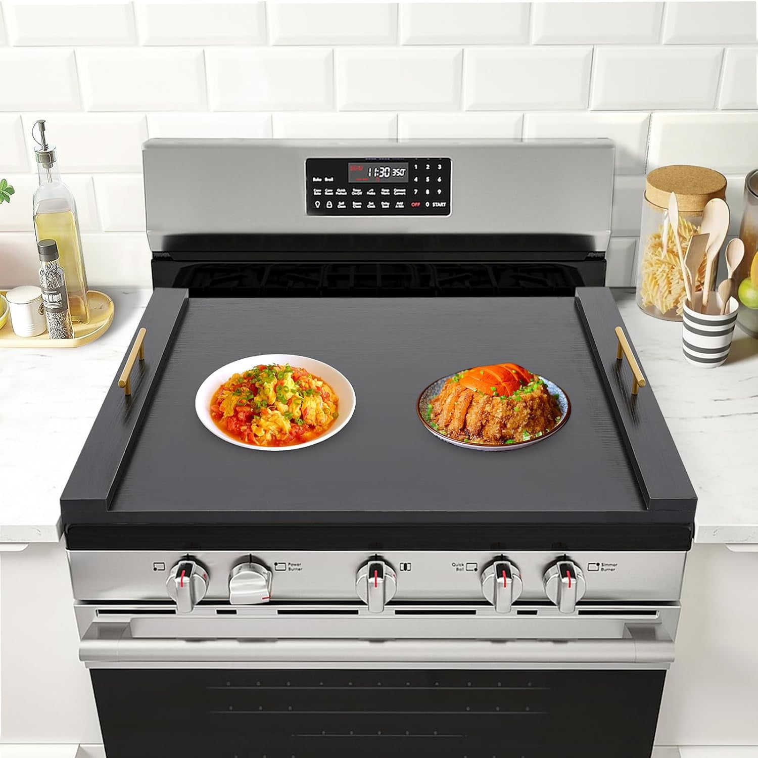 Noodle Board Multiple Wood Stove Top Covers for Electric Stove and Gas Stove, Sink Cover, Cutting Boards, Serving Tray, 30x22 Inches