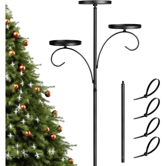 CLIQKWEN Triple Christmas Tree Topper Shelf - 35.4'' 3 Tier Black Light-Up Candle Holder, for Small Christmas Tree & Indoor Bedroom Kitchen Decor