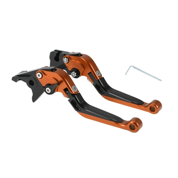 Palancas de freno y embrague cortas largas para Yamaha YZF R1 02-03, ajustables en 6 posiciones, palanca de freno de motocicleta de aleación de aluminio, cabeza naranja mango negro